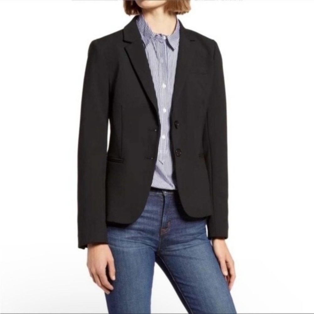 J. Crew Womens Sz Xs Schoolboy Blazer Black Notch Lapel Two Button Classic